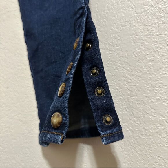 LOFT Size 31 / 12 Dark Wash Skinny Denim High Rise Ankle Snap Jeans - Picture 7 of 10